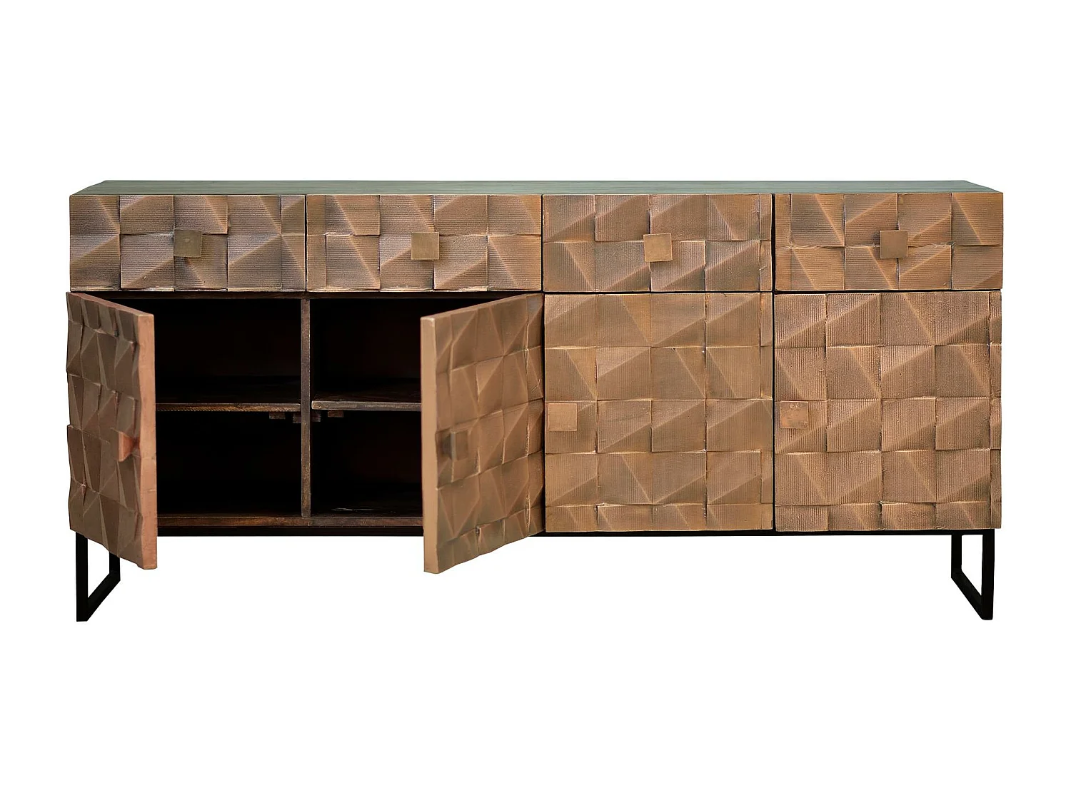 Buffet en bois de manguier et bronze brun foncé