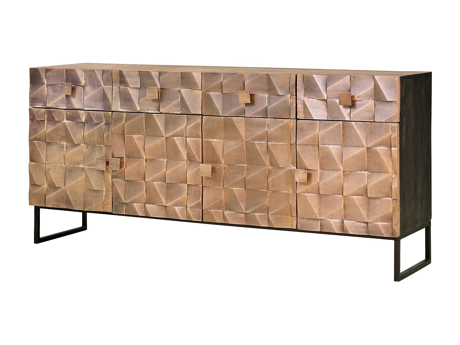 Buffet en bois de manguier et bronze brun foncé