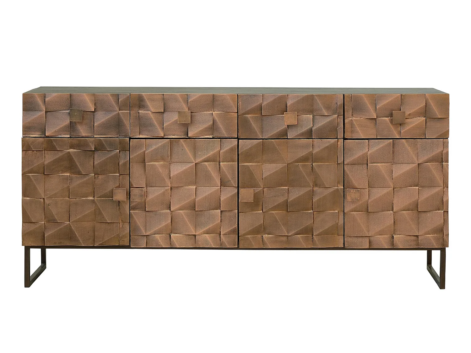 Buffet en bois de manguier, style rustique moderne - 80 x 170 x 42 cm