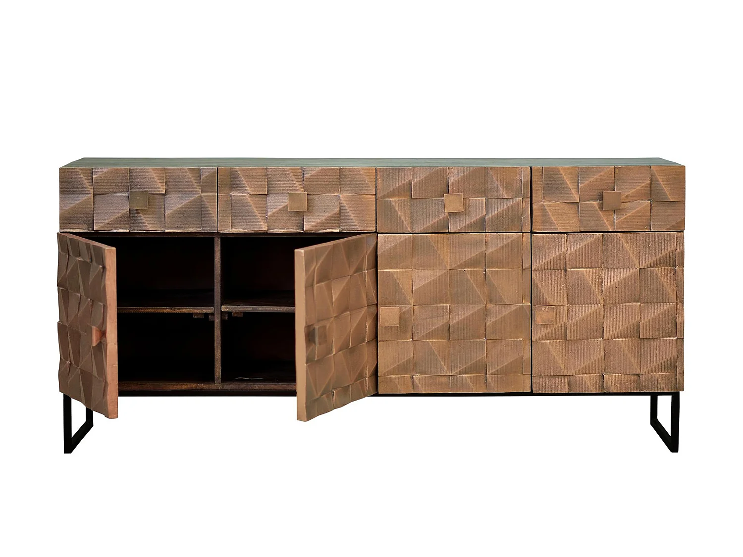 Buffet en bois de manguier, style rustique moderne - 80 x 170 x 42 cm
