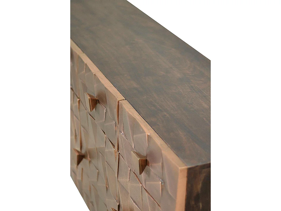 Buffet en bois de manguier, style rustique moderne - 80 x 170 x 42 cm