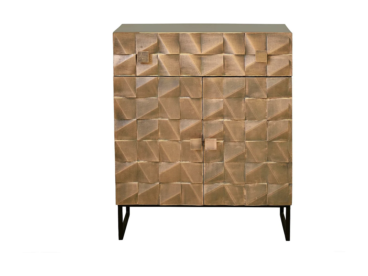 Buffet en bois de manguier avec détails en bronze et métal