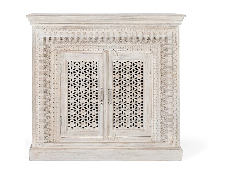 Buffet en bois manguier blanc vieilli