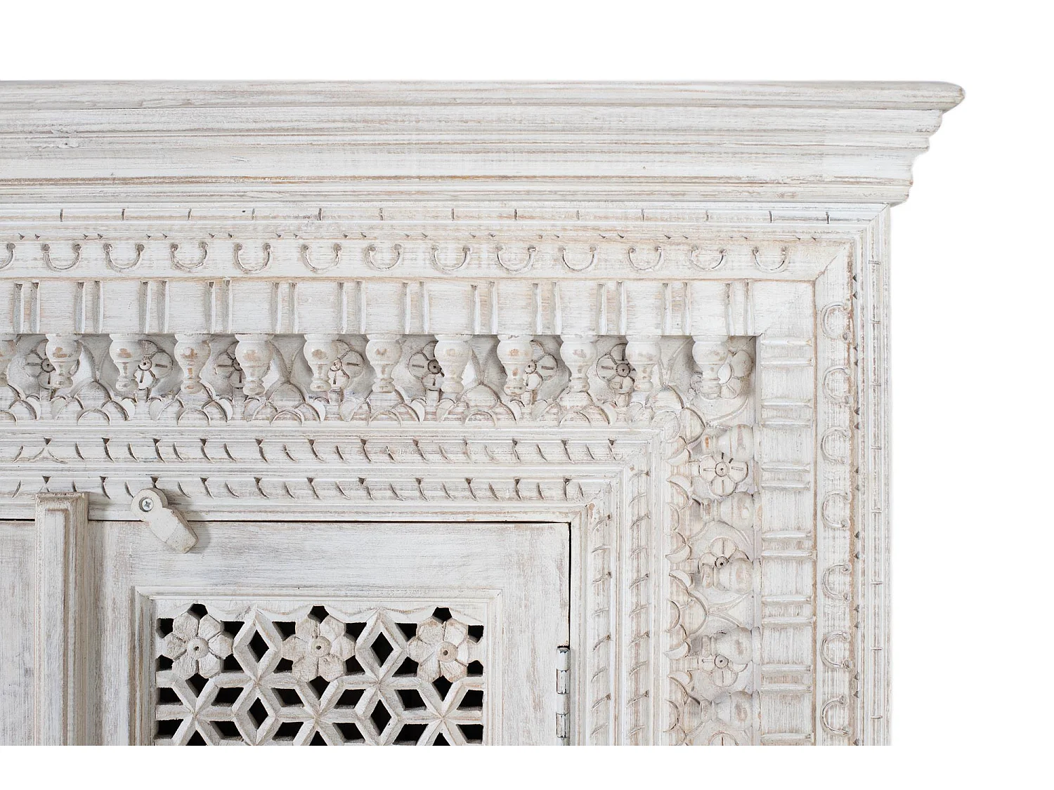 Buffet en bois manguier blanc vieilli