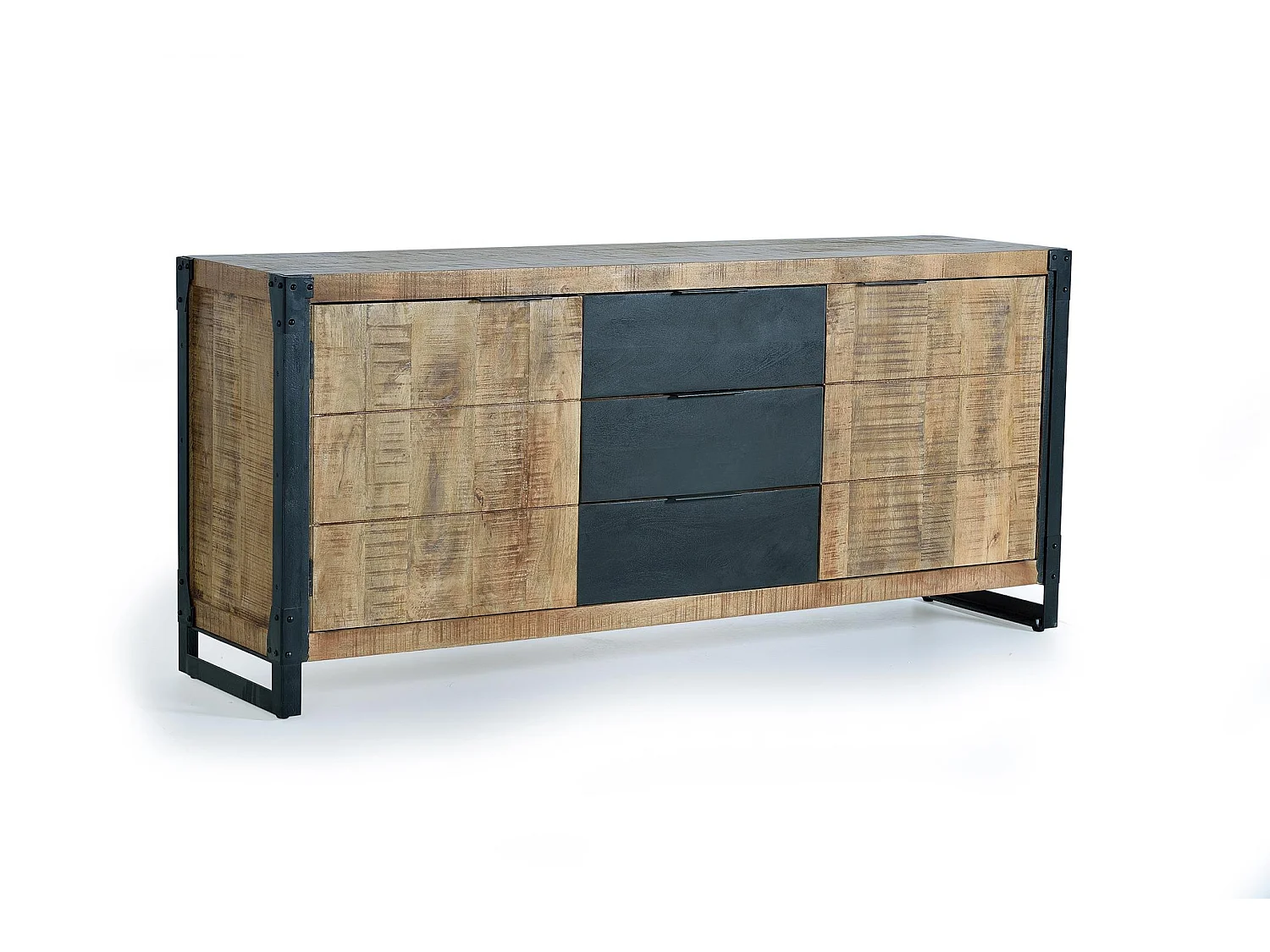 Buffet en bois de manguier de style industriel moderne - 80 x 180 x 45