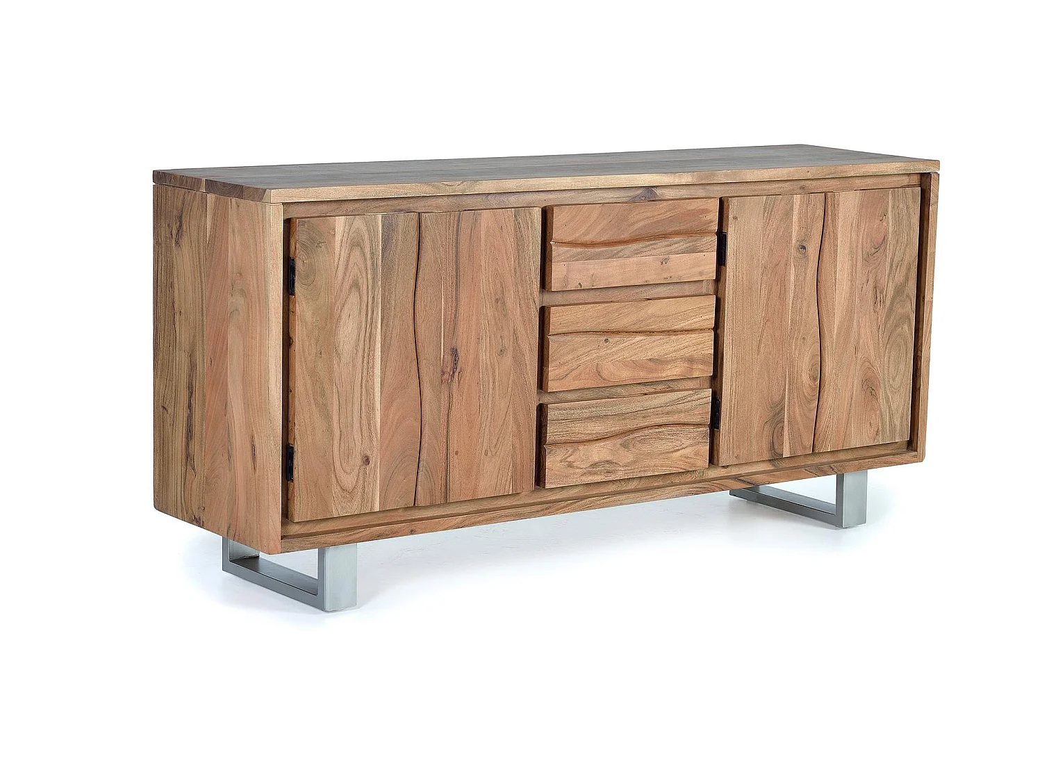 Buffet en bois d'acacia de style rustique moderne - 81 x 172 x 45