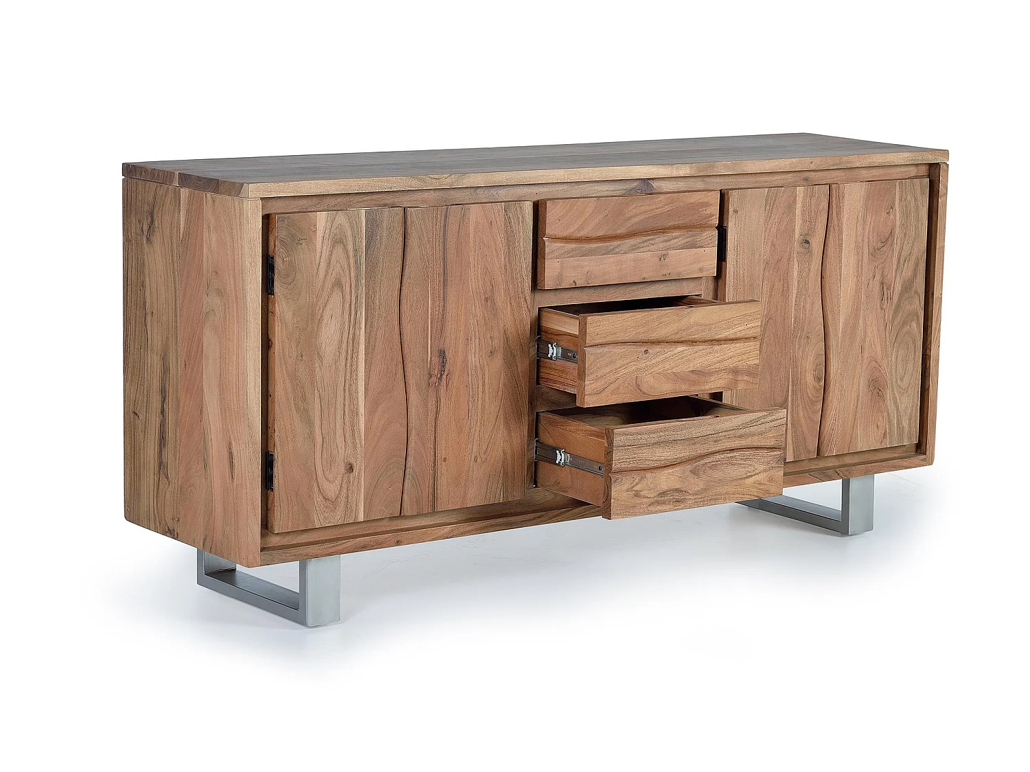 Buffet en bois d'acacia de style rustique moderne - 81 x 172 x 45