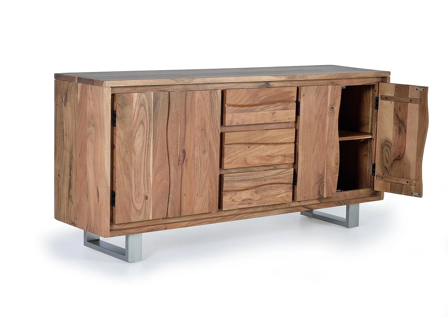 Buffet en bois d'acacia de style rustique moderne - 81 x 172 x 45
