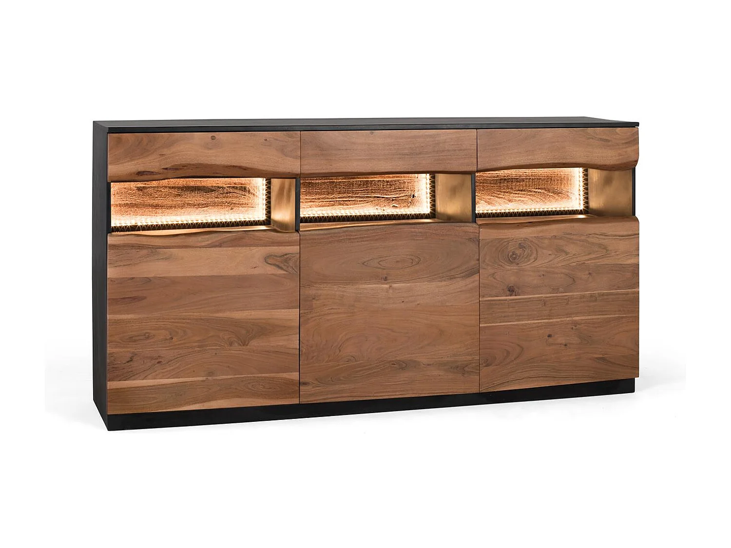 Buffet en bois d'acacia naturel et noir
