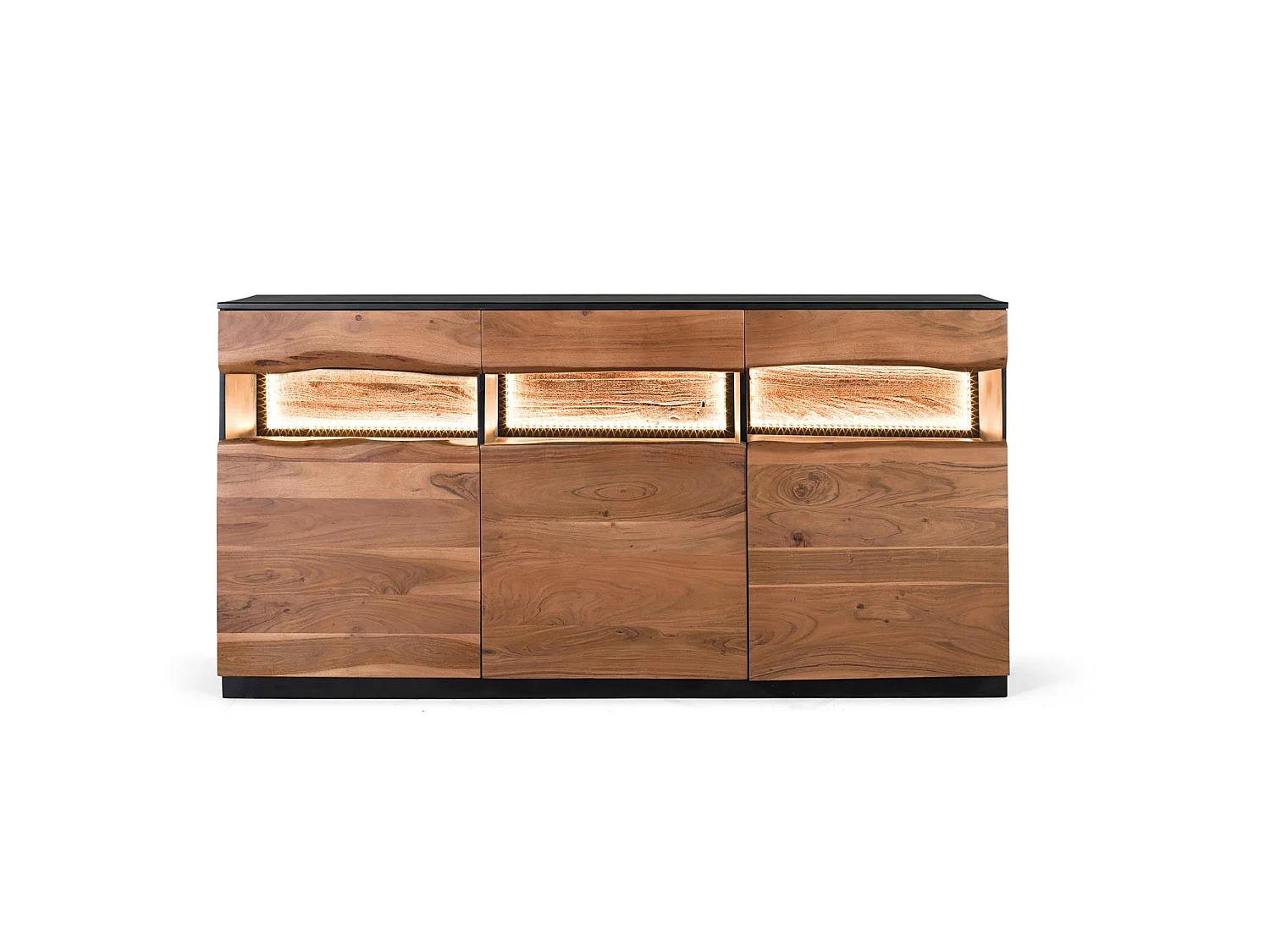 Buffet en bois d'acacia de style rustique moderne - 93 x 180 x 40