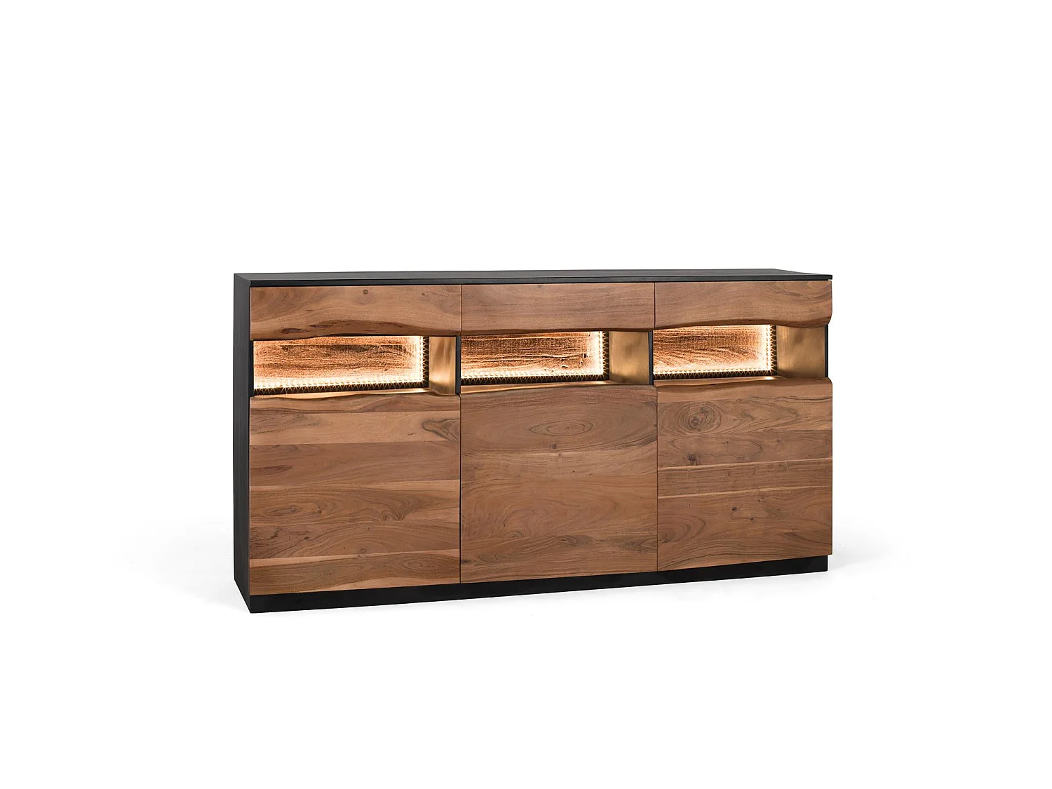 Buffet en bois d'acacia de style rustique moderne - 93 x 180 x 40