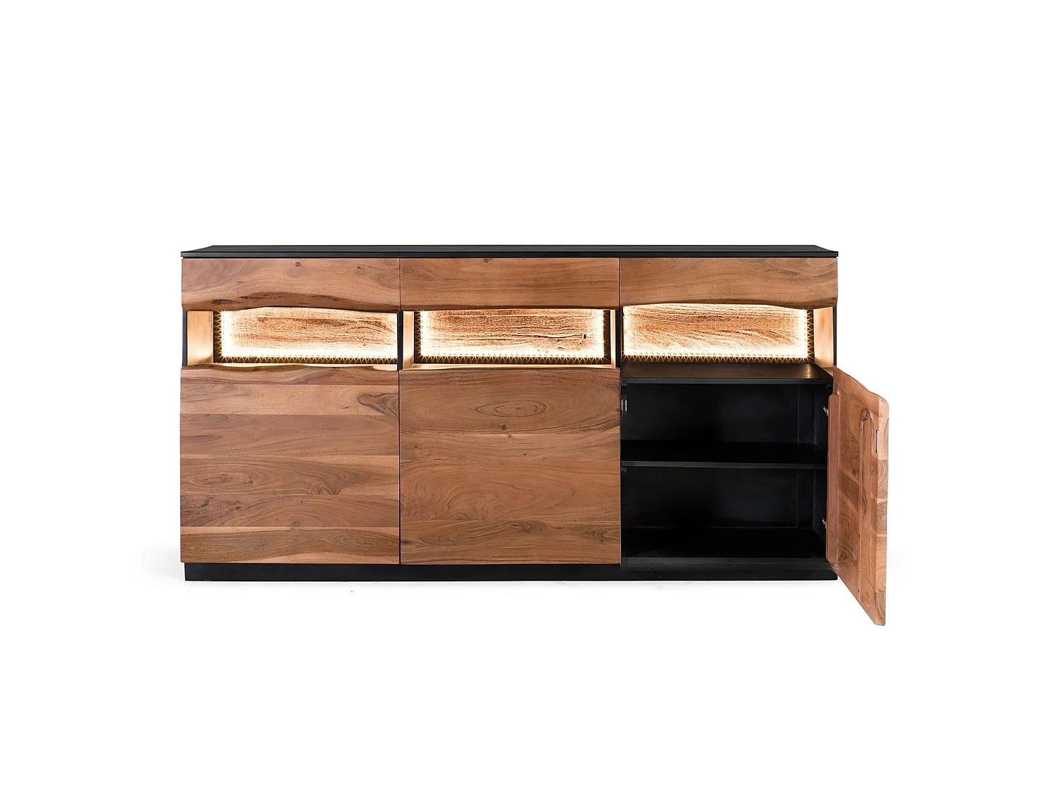 Buffet en bois d'acacia de style rustique moderne - 93 x 180 x 40