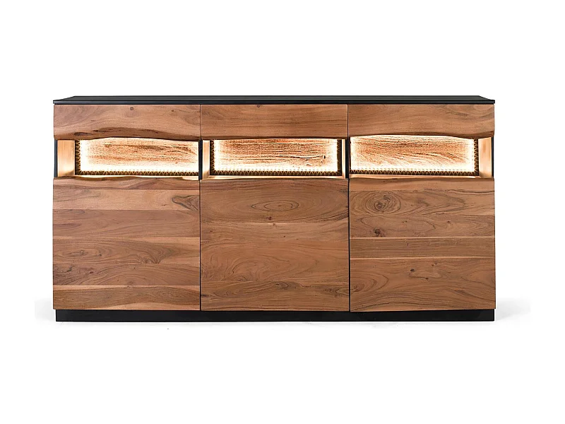 Buffet in acaciahout naturel en zwart