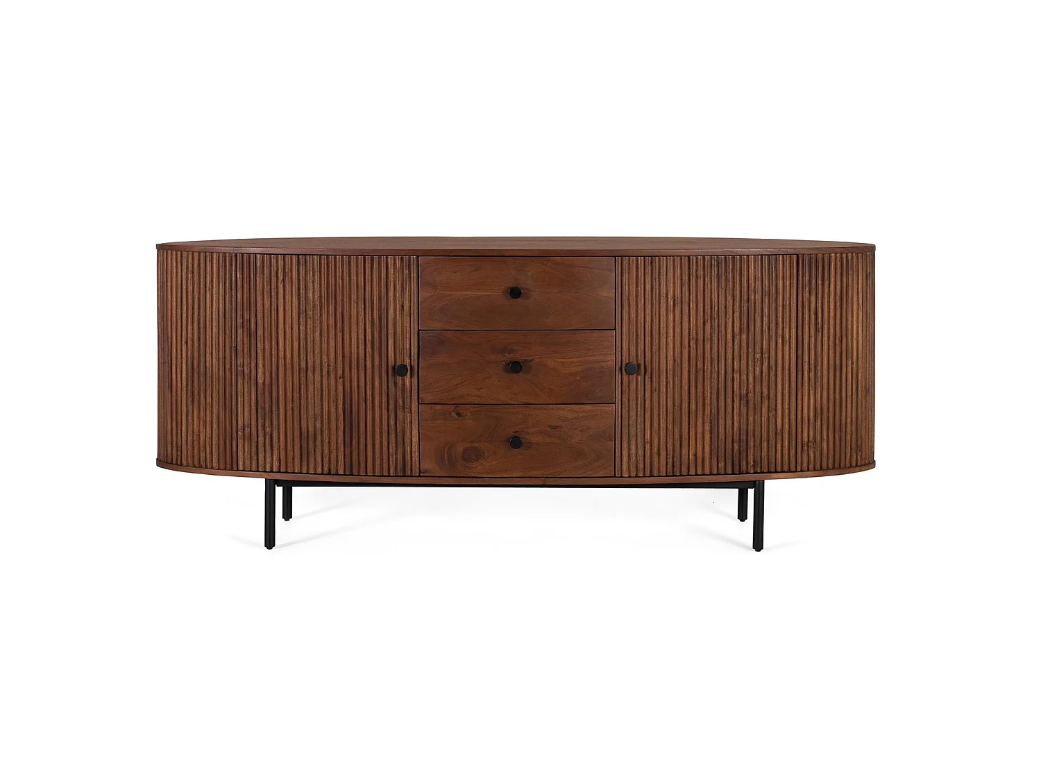 Aparador de 2 puertas y 3 cajones en madera de acacia y patas de metal