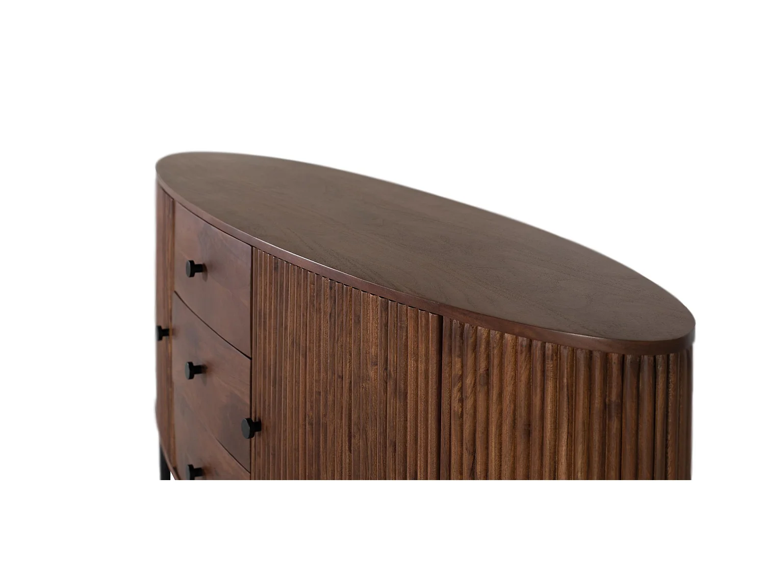 Aparador de 2 puertas y 3 cajones en madera de acacia y patas de metal