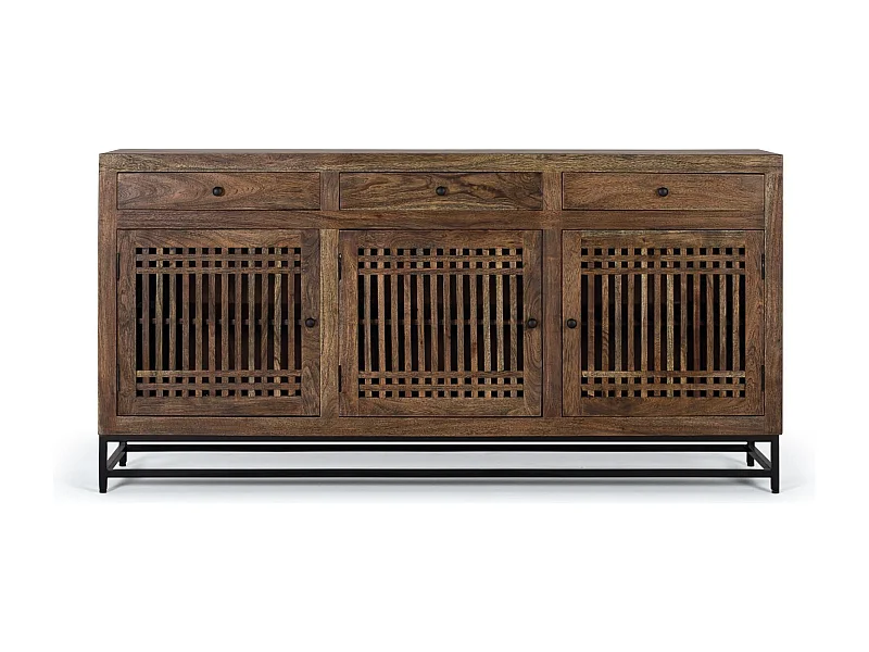 Buffet en bois d'acacia marron et mètal