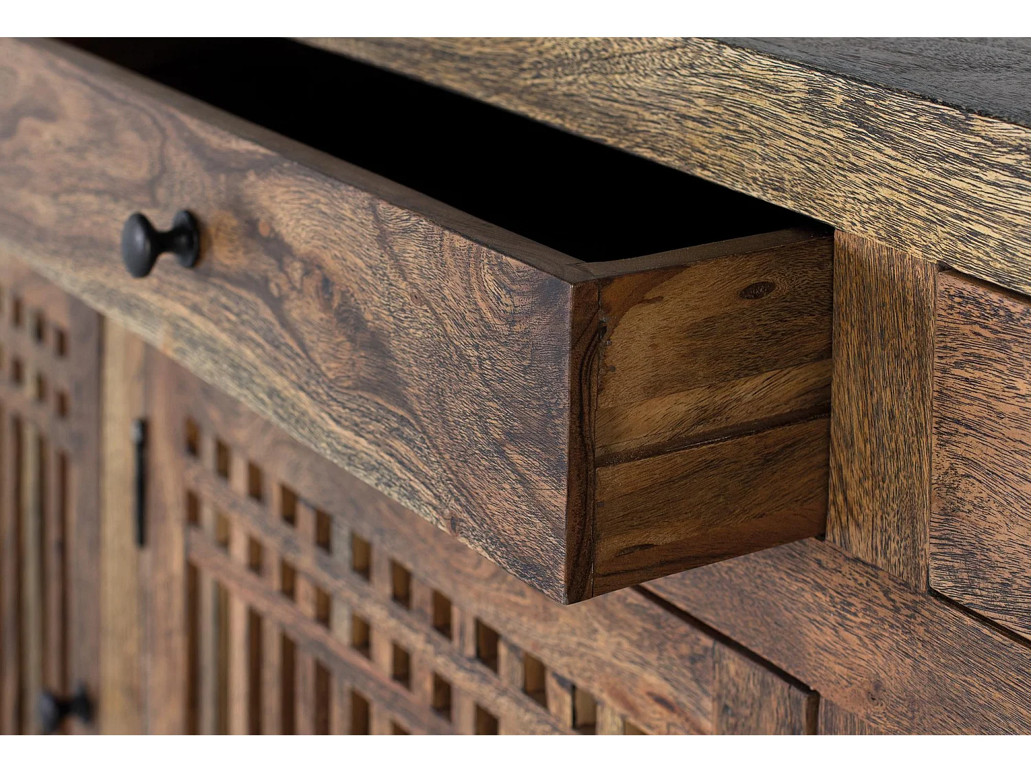 Buffet en bois d'acacia marron et mètal