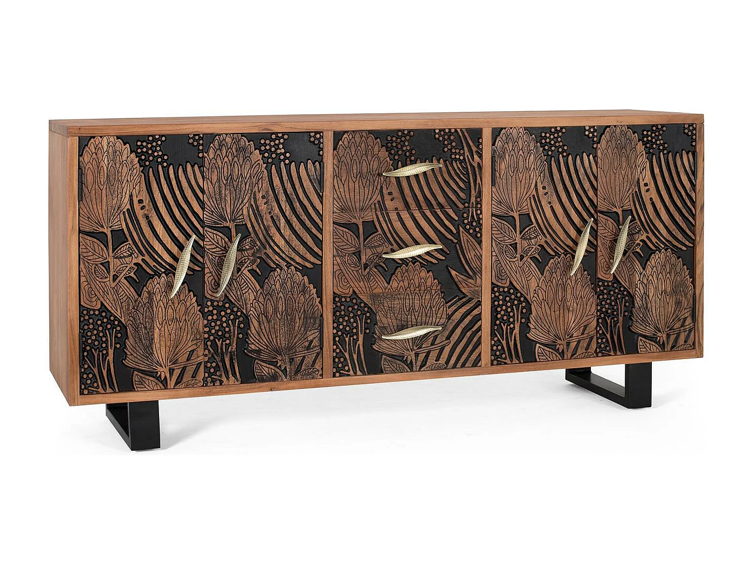 Komoda z drewna akacjowego i metalu