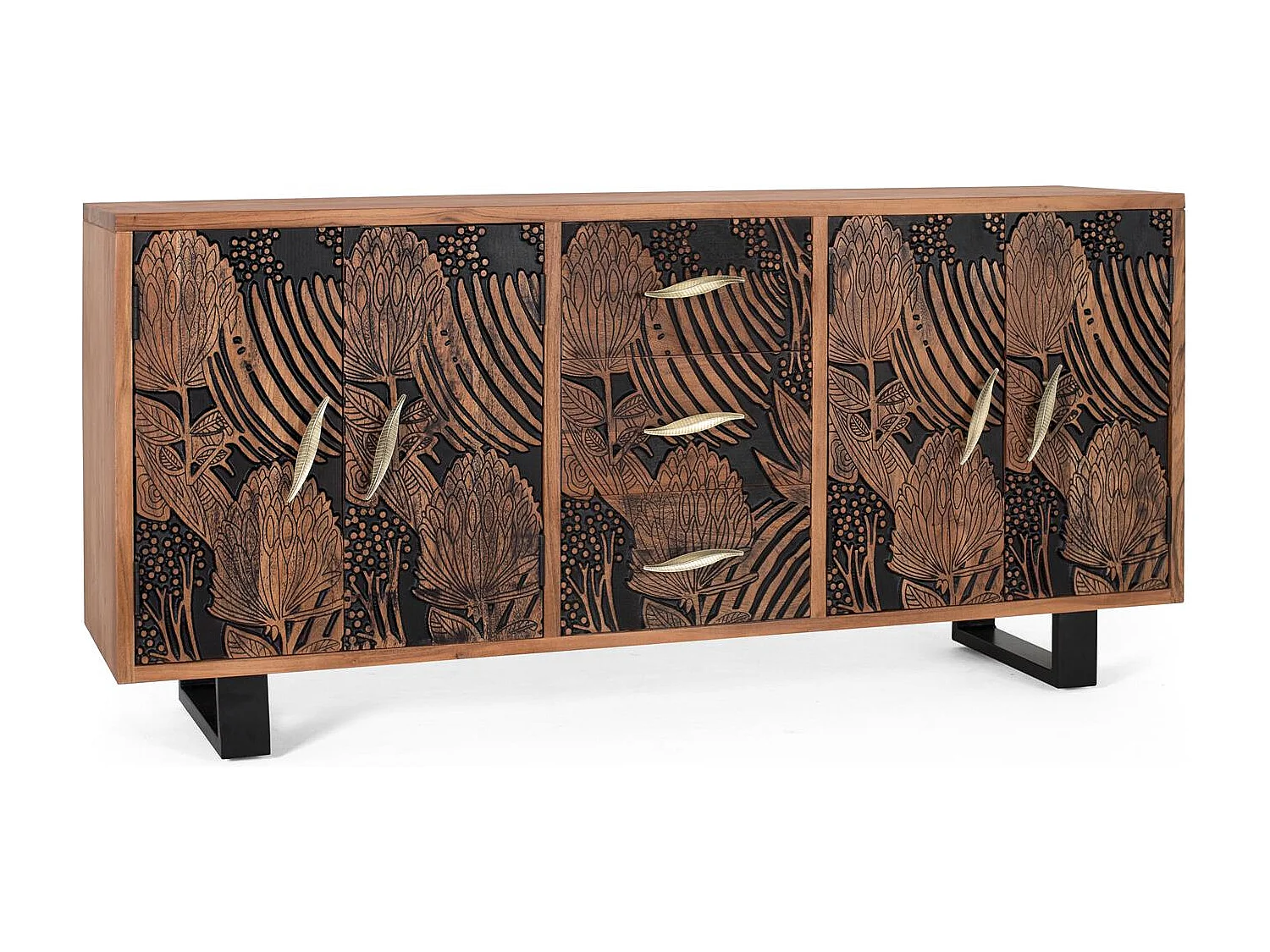 Buffet bois d'acacia et métal