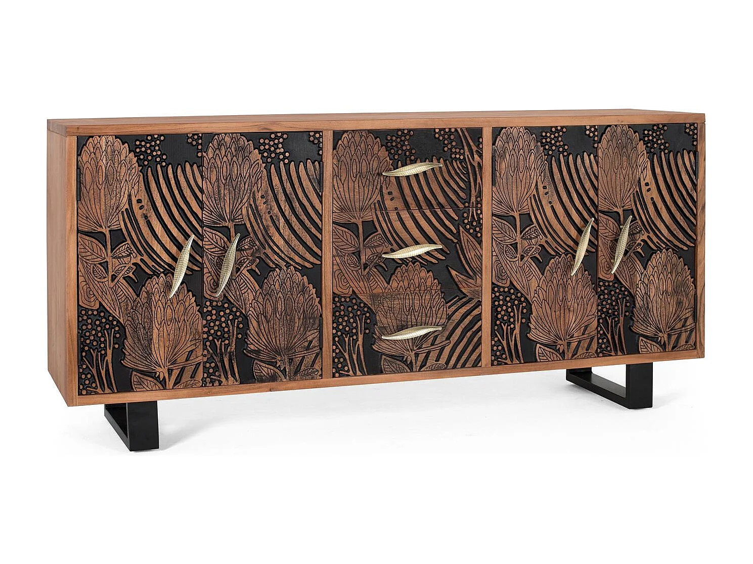 Credenza in legno di acacia e metallo