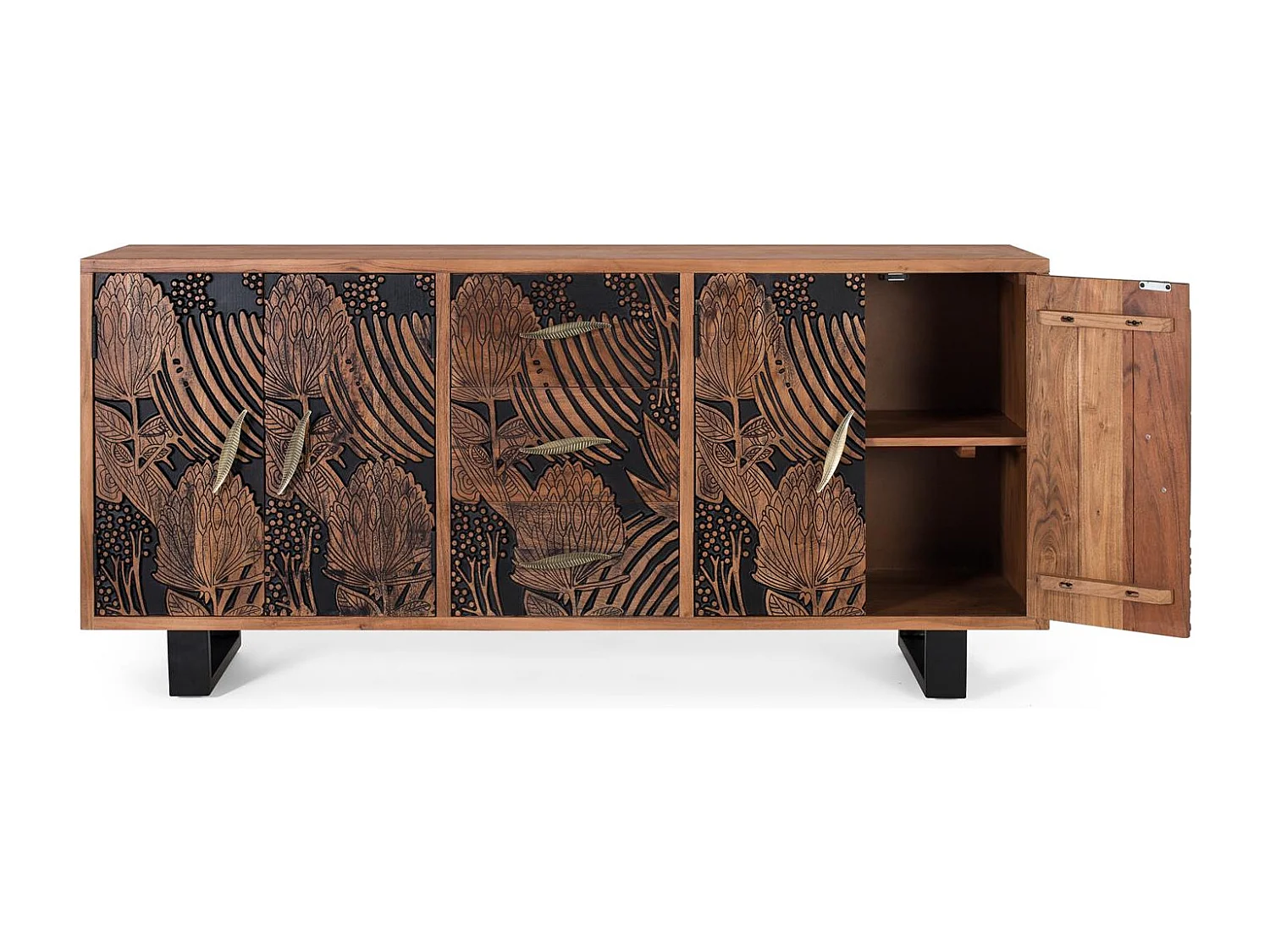 Buffet bois d'acacia et métal