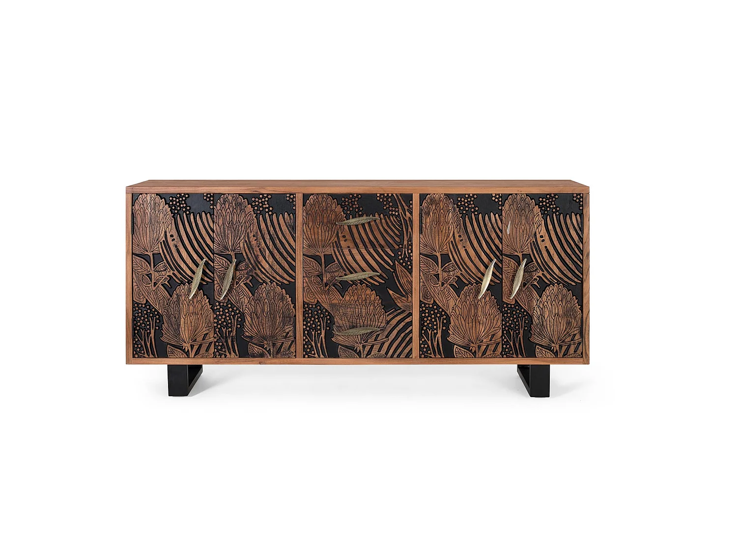 Buffet en bois d'acacia de style ethnique moderne - 81 x 175 x 45