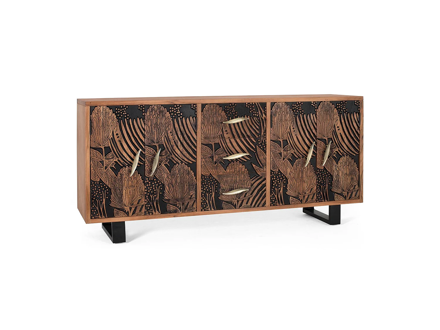 Buffet en bois d'acacia de style ethnique moderne - 81 x 175 x 45