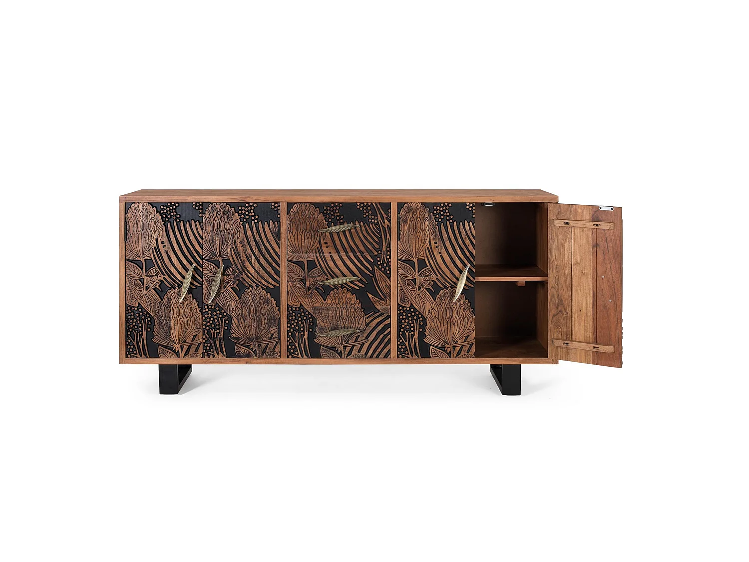 Buffet en bois d'acacia de style ethnique moderne - 81 x 175 x 45