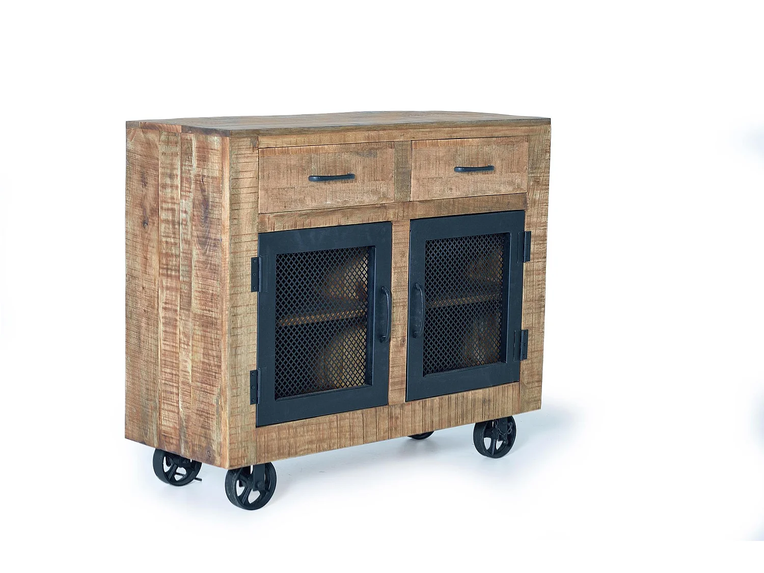 Buffet en bois de manguier de style industriel moderne - 85 x 100 x 38