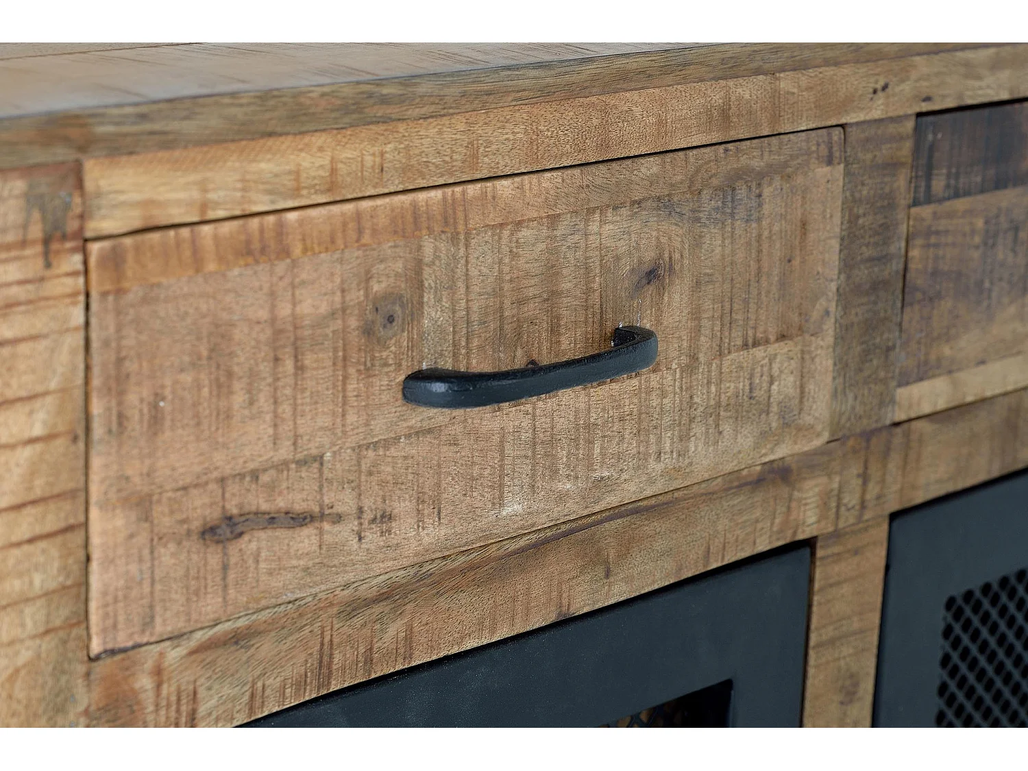 Buffet en bois de manguier de style industriel moderne - 85 x 100 x 38