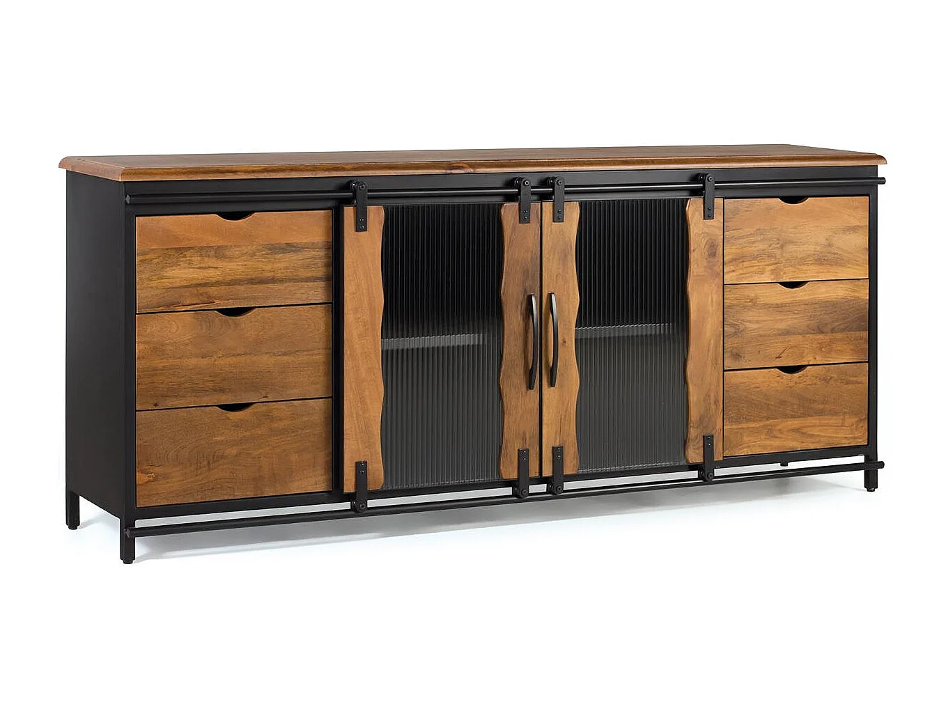 Buffet en bois manguier et métal noir