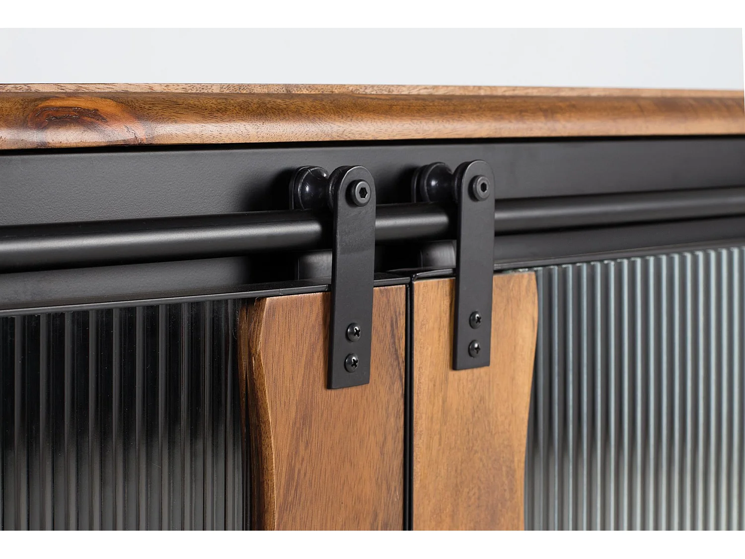 Buffet en bois de manguier, style industriel en métal - 80 x 190 x 40