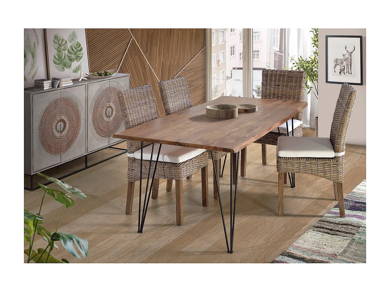 Buffet en bois de manguier et pieds en métal