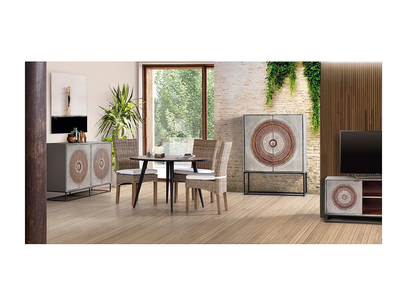 Buffet en bois de manguier et pieds en métal