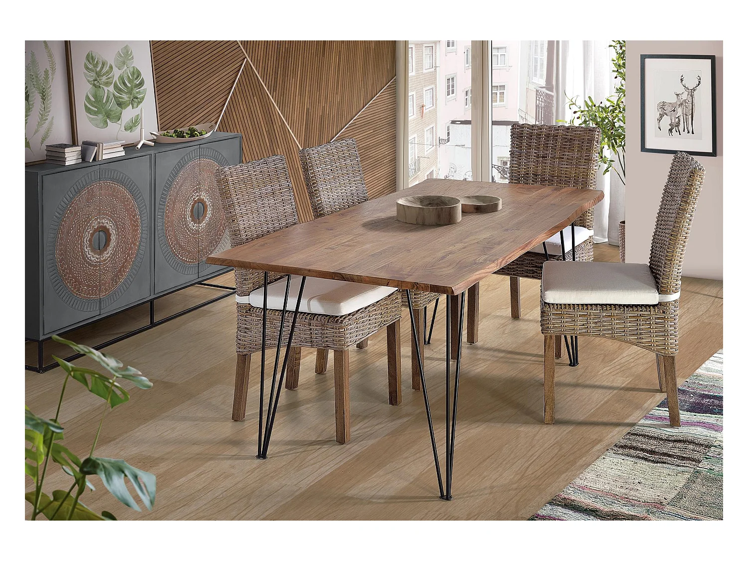 Buffet en bois de manguier et pieds en métal