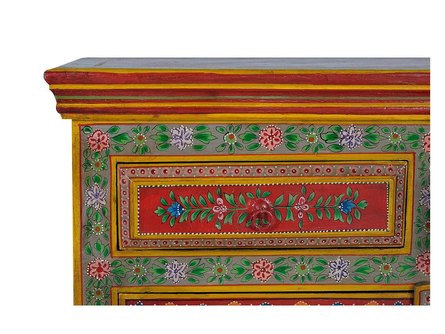 Buffet en bois en manguier et MDF peint à la main