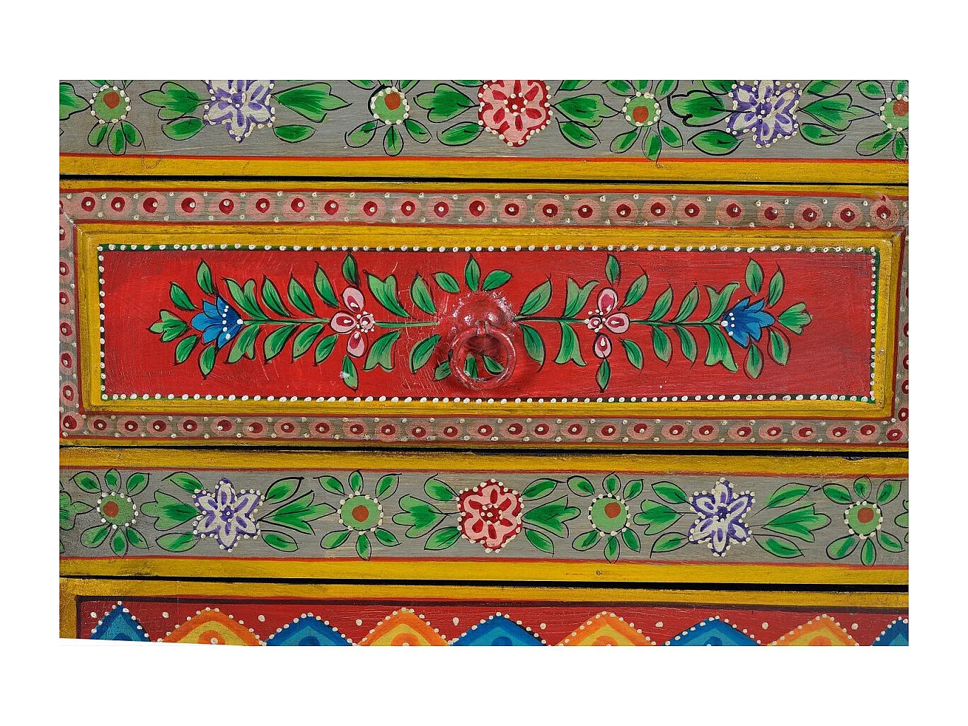 Buffet en bois en manguier et MDF peint à la main