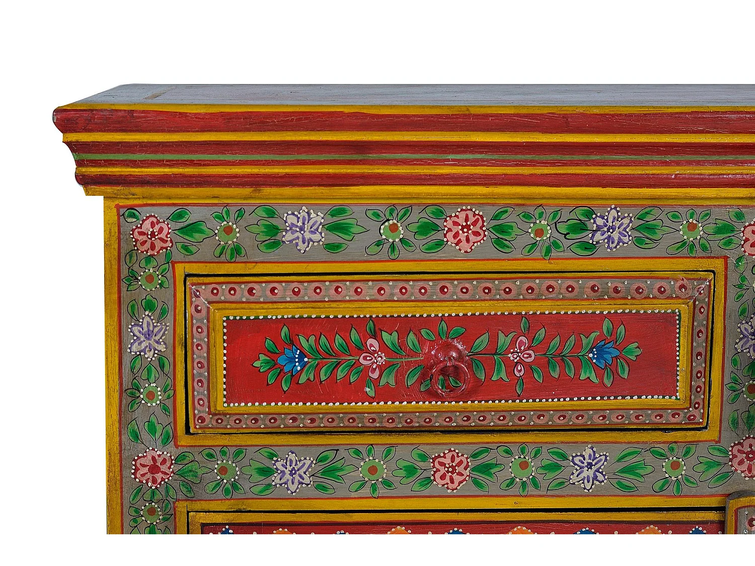 Buffet en bois en manguier et MDF peint à la main