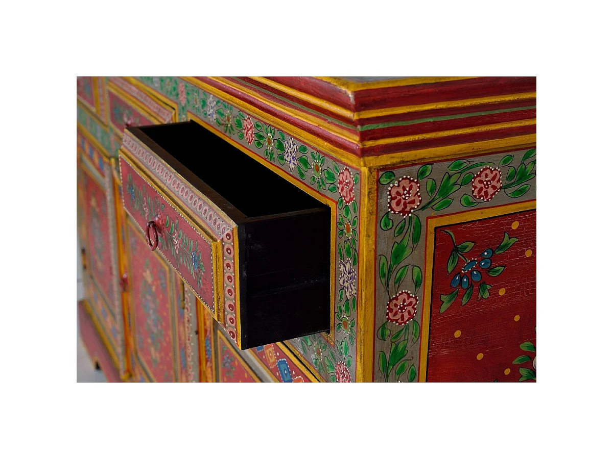 Buffet en bois de manguier, style ethnique rustique - 86 x 140 x 40