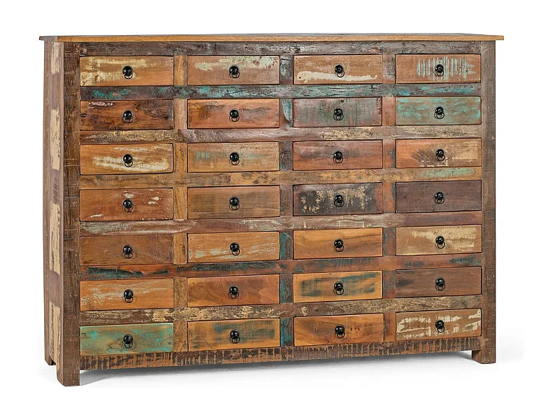Komoda z 28 szufladami wykonana z odzyskanego drewna, ręcznie robiona