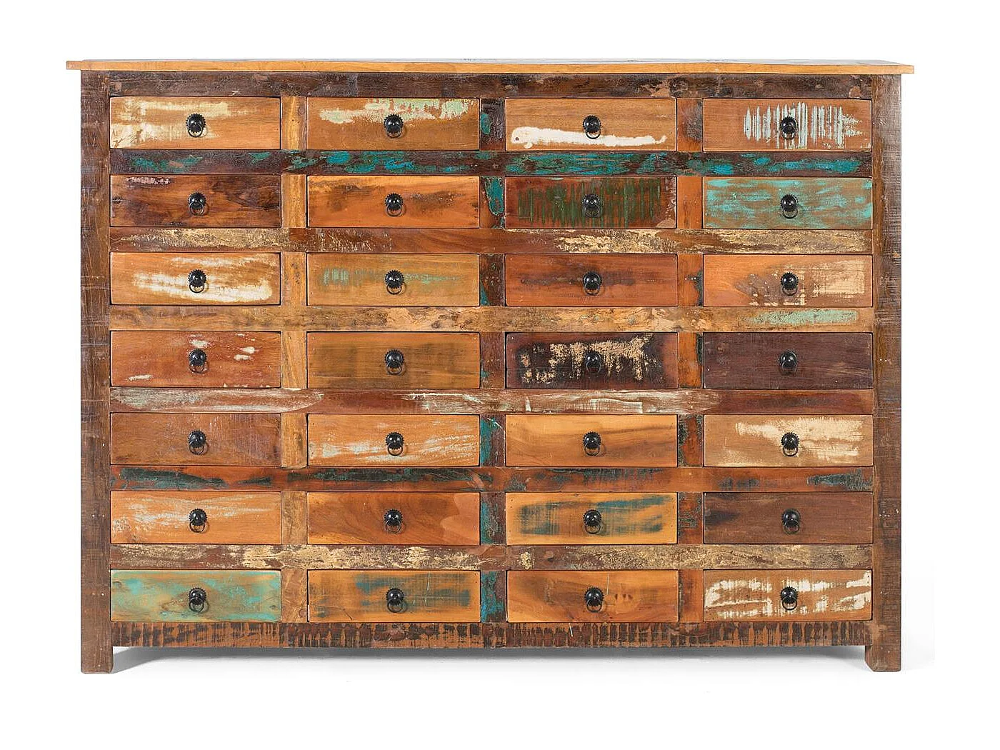 Komoda z 28 szufladami wykonana z odzyskanego drewna, ręcznie robiona
