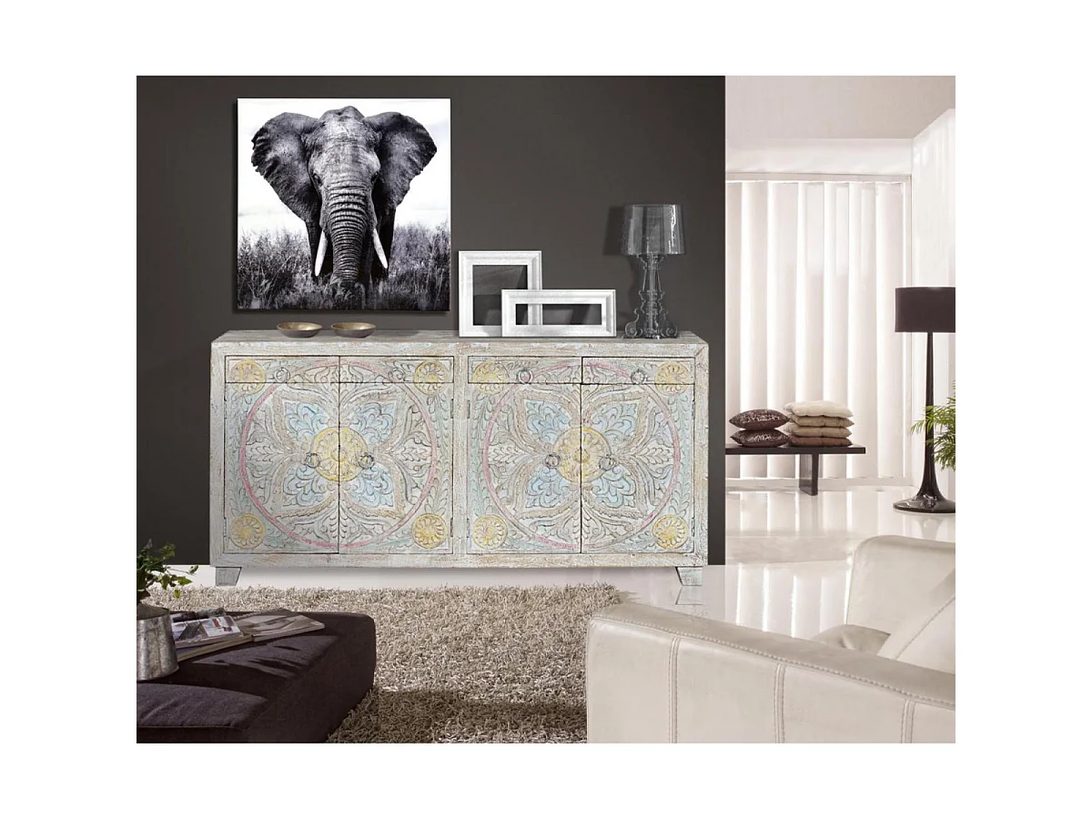 Buffet en manguier multicolore