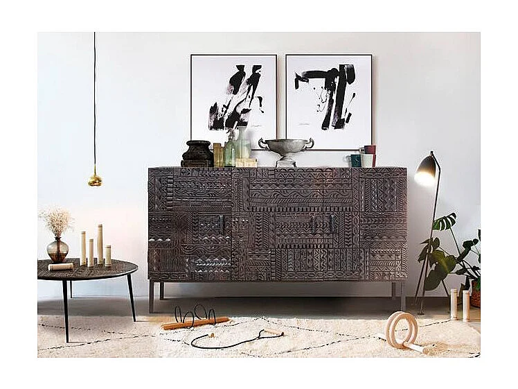 Buffet en bois de manguier et pieds en métal