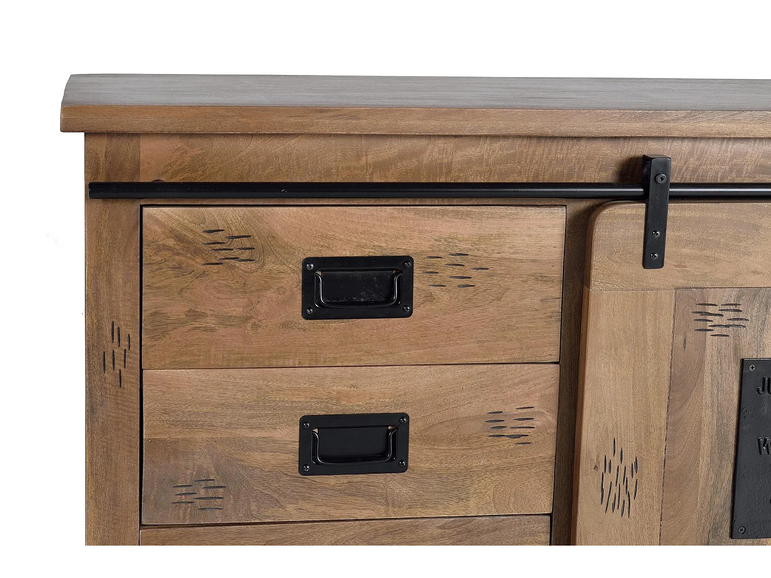 Sideboard in Akazie und Metalldetails