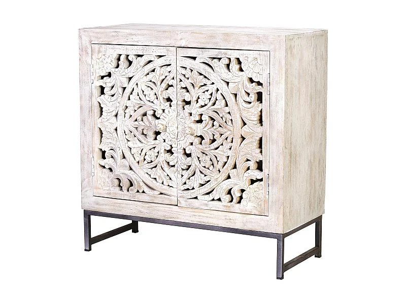 Bufet w stylu manguier pieds w metalowym białym i szarym starym