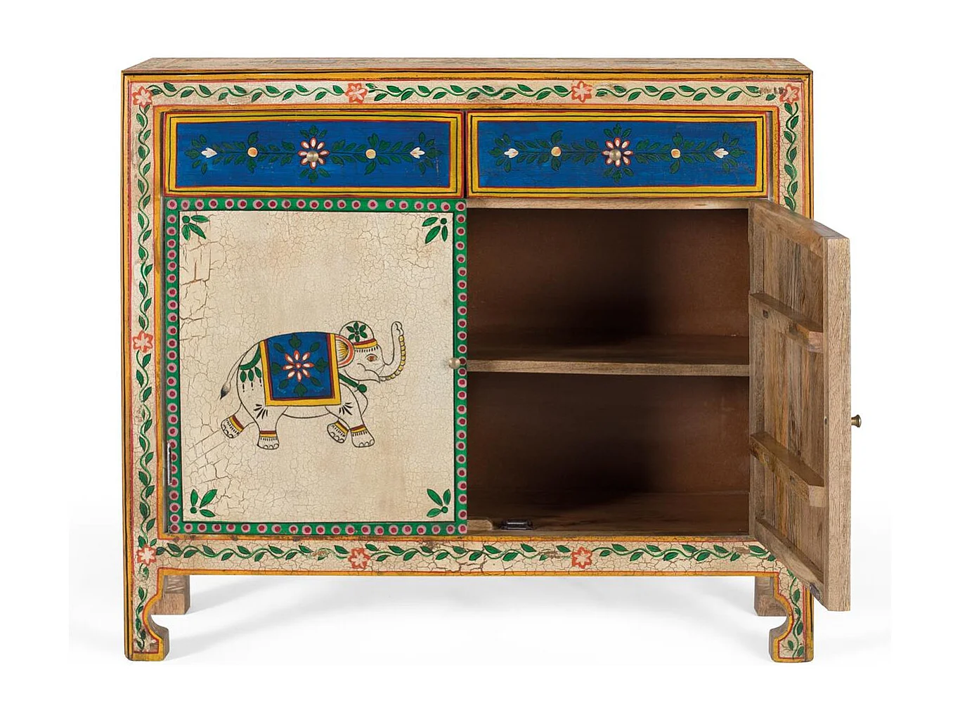 Aparador dos cajones en madera de mango multicolor