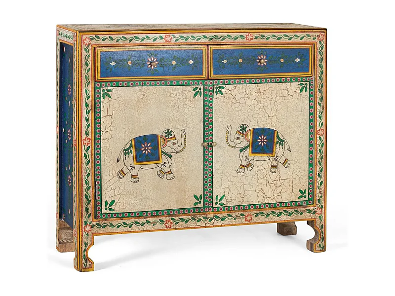 Aparador dos cajones en madera de mango multicolor