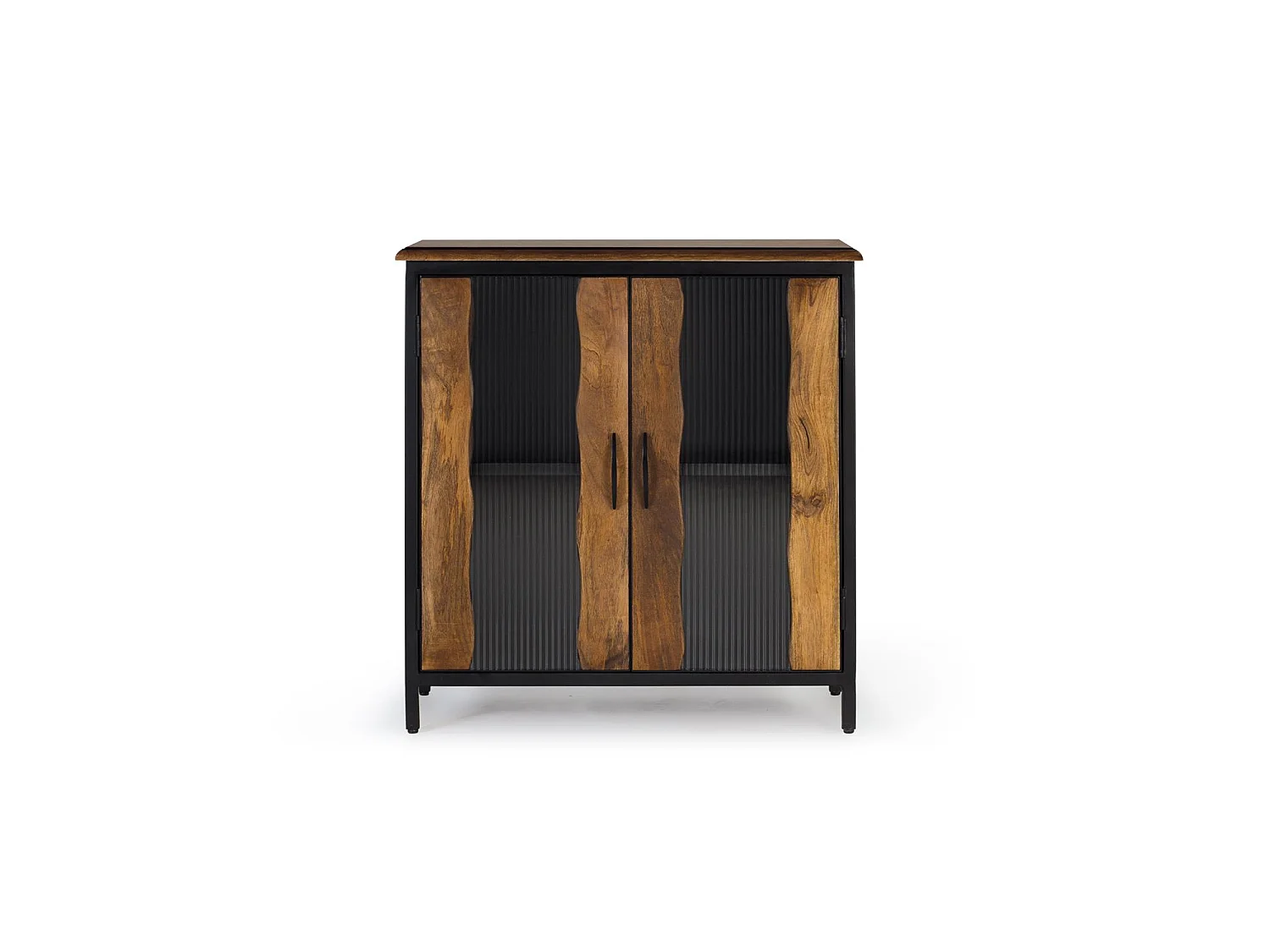 Sideboard aus Mangoholz und schwarzem Metall