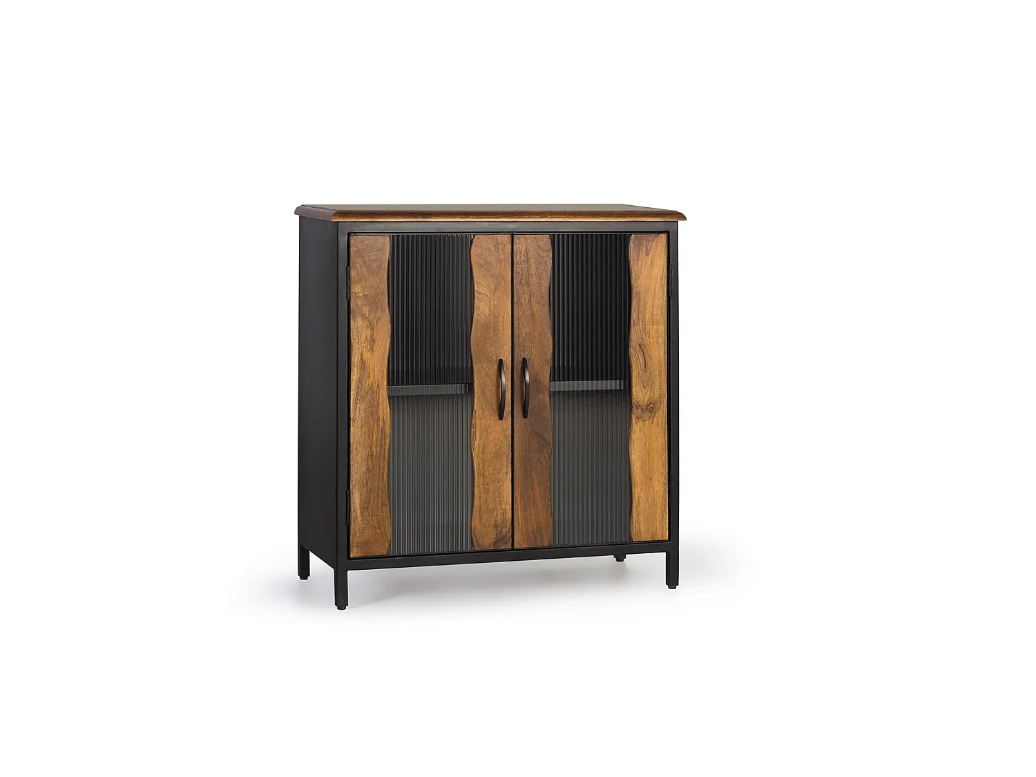 Sideboard aus Mangoholz und schwarzem Metall