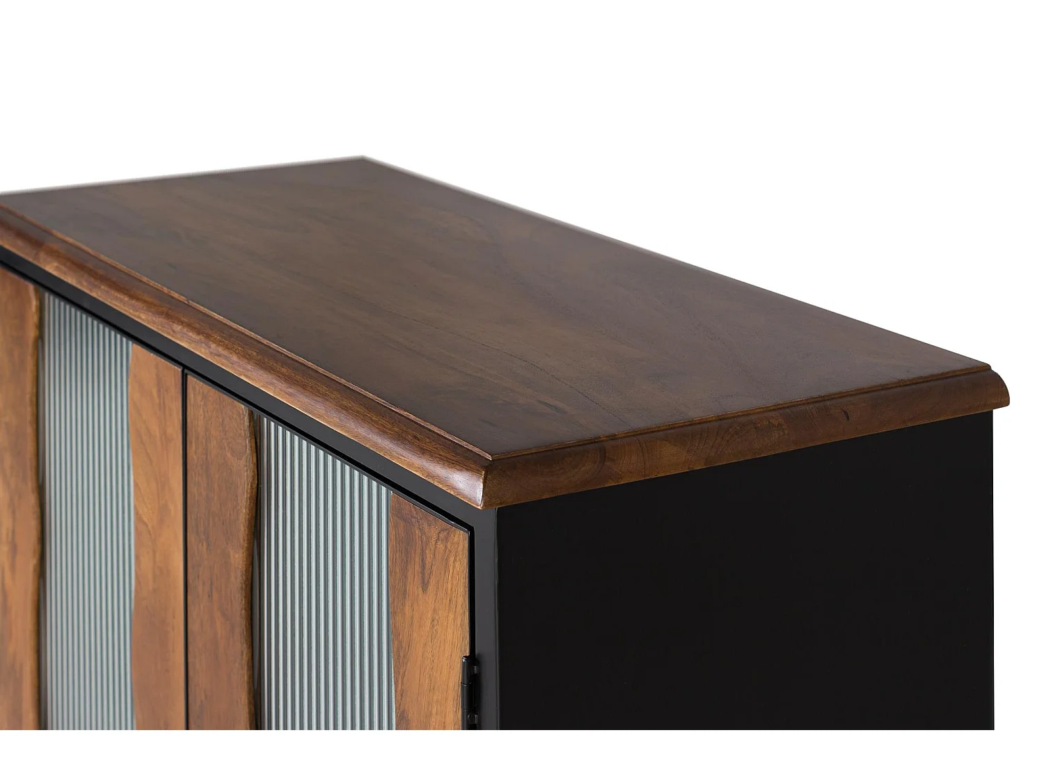 Sideboard aus Mangoholz und schwarzem Metall